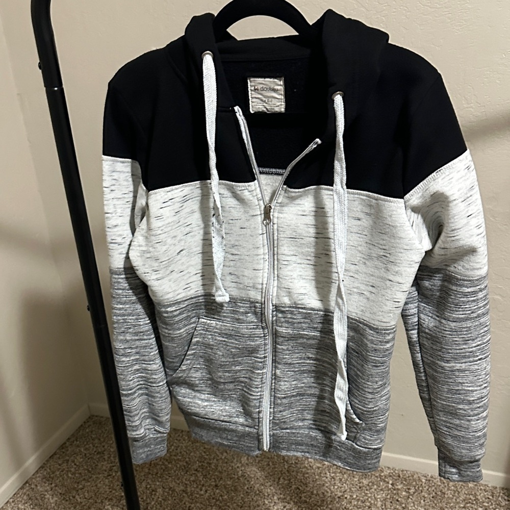 Doublju Black and Gray Zip-Up Jacket